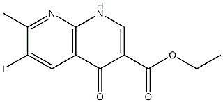 6-Iodo-7-methyl-4-oxo-1,4-dihydro-[1,8]naphthyridine-3-carboxylic acid ethyl ester Struktur