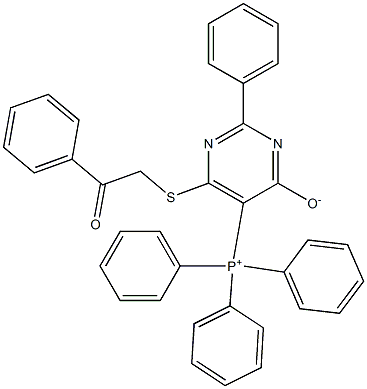 6-[(2-OXO-2-PHENYLETHYL)SULFANYL]-2-PHENYL-5-(TRIPHENYLPHOSPHONIO)-4-PYRIMIDINOLATE Struktur