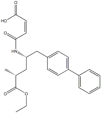 (2Z)-4-{[(1S,3R)-1-([1,1'-Biphenyl]-4-ylmethyl)-4-ethoxy-3-methyl-4-oxobutyl]amino}-4-oxobut-2-enoic acid Struktur