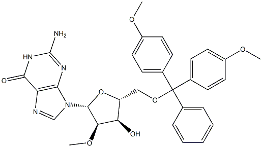 5'-O-(4,4'-Dimethoxytrityl)-2'-O-methyl-guanosine Struktur