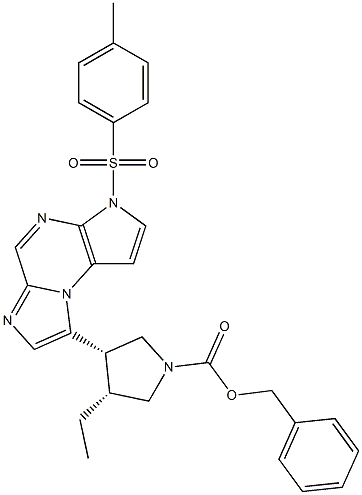 cis-benzyl 3-ethyl-4-(3-tosyl-3H-imidazo[1,2-a]pyrrolo[2,3-e]pyrazin-8-yl)pyrrolidine-1-carboxylate Struktur