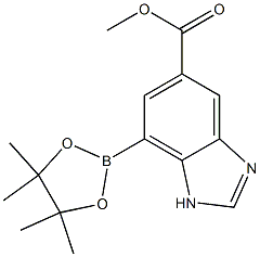 7-(4,4,5,5-Tetramethyl-[1,3,2]dioxaborolan-2-yl)-1H-benzoimidazole-5-carboxylic acid methyl ester Struktur