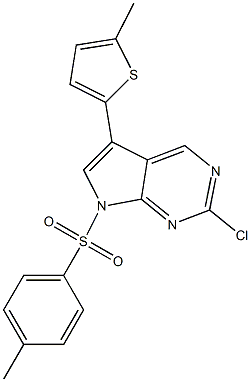 2-chloro-5-(5-methylthiophen-2-yl)-7-tosyl-7H-pyrrolo[2,3-d]pyrimidine Struktur