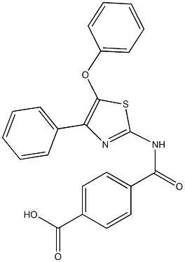 4-(5-phenoxy-4-phenylthiazol-2-ylcarbamoyl)benzoic acid Struktur