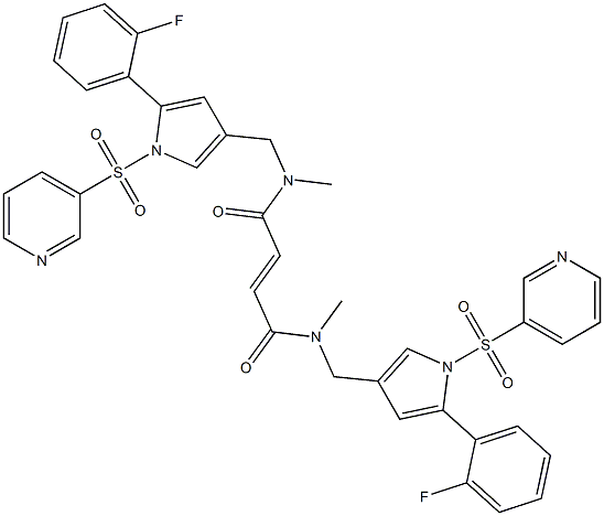 N1,N4-bis((5-(2-fluorophenyl)-1-(pyridin-3-ylsulfonyl)- 1H-pyrrol-3-yl)methyl)-N1,N4-dimethylfumaramide Struktur