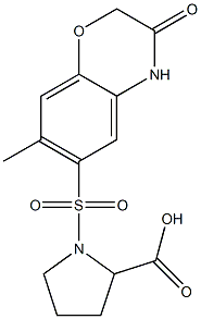 1-(7-Methyl-3-oxo-3,4-dihydro-2H-benzo[1,4]oxazine-6-sulfonyl)-pyrrolidine-2-carboxylic acid Struktur