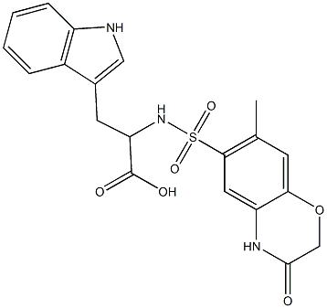 3-(1H-Indol-3-yl)-2-(7-methyl-3-oxo-3,4-dihydro-2H-benzo[1,4]oxazine-6-sulfonylamino)-propionic acid Struktur