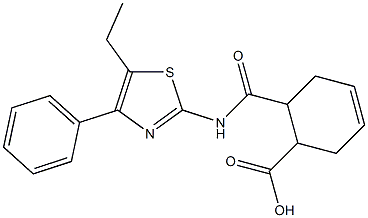 6-((5-ethyl-4-phenylthiazol-2-yl)carbamoyl)cyclohex-3-enecarboxylic acid Struktur