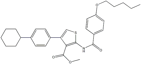 methyl 4-(4-cyclohexylphenyl)-2-(4-(pentyloxy)benzamido)thiophene-3-carboxylate Struktur