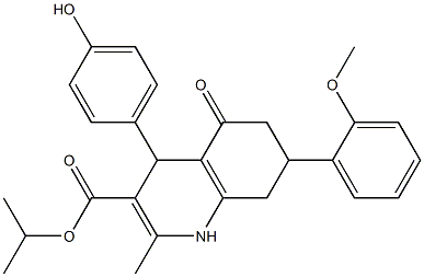 isopropyl 4-(4-hydroxyphenyl)-7-(2-methoxyphenyl)-2-methyl-5-oxo-1,4,5,6,7,8-hexahydroquinoline-3-carboxylate Struktur