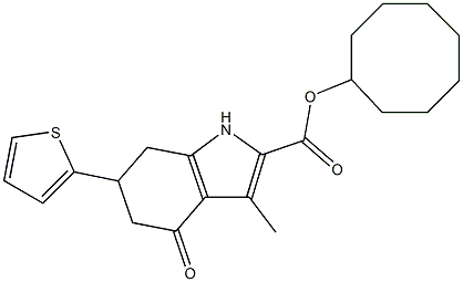 cyclooctyl 3-methyl-4-oxo-6-(thiophen-2-yl)-4,5,6,7-tetrahydro-1H-indole-2-carboxylate Struktur