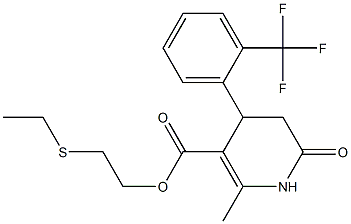 2-(ethylthio)ethyl 2-methyl-6-oxo-4-(2-(trifluoromethyl)phenyl)-1,4,5,6-tetrahydropyridine-3-carboxylate Struktur