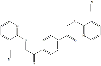 3-Pyridinecarbonitrile, 2,2'-[1,4-phenylenebis[(2-oxo-2,1-ethanediyl)thio]]bis[6-methyl- (9CI) Struktur