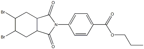 propyl 4-(5,6-dibromo-1,3-dioxooctahydro-2H-isoindol-2-yl)benzoate Struktur