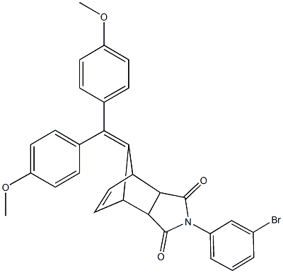 10-[bis(4-methoxyphenyl)methylene]-4-(3-bromophenyl)-4-azatricyclo[5.2.1.0~2,6~]dec-8-ene-3,5-dione Struktur