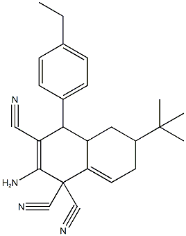 2-amino-6-tert-butyl-4-(4-ethylphenyl)-4a,5,6,7-tetrahydro-1,1,3(4H)-naphthalenetricarbonitrile Struktur