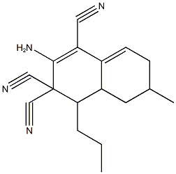 2-amino-6-methyl-4-propyl-4a,5,6,7-tetrahydro-1,3,3(4H)-naphthalenetricarbonitrile Struktur