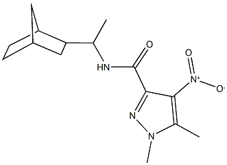 N-(1-bicyclo[2.2.1]hept-2-ylethyl)-4-nitro-1,5-dimethyl-1H-pyrazole-3-carboxamide Struktur