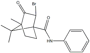 2-bromo-4,7,7-trimethyl-3-oxo-N-phenylbicyclo[2.2.1]heptane-1-carboxamide Struktur