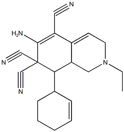 6-amino-8-(2-cyclohexen-1-yl)-2-ethyl-2,3,8,8a-tetrahydro-5,7,7(1H)-isoquinolinetricarbonitrile Struktur