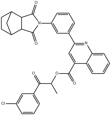 2-(3-chlorophenyl)-1-methyl-2-oxoethyl 2-[3-(3,5-dioxo-4-azatricyclo[5.2.1.0~2,6~]dec-4-yl)phenyl]-4-quinolinecarboxylate Struktur