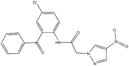 N-(2-benzoyl-4-chlorophenyl)-2-{4-nitro-1H-pyrazol-1-yl}acetamide Struktur