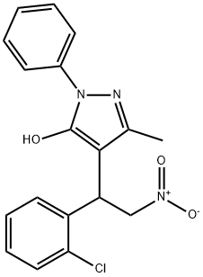 4-{1-(2-chlorophenyl)-2-nitroethyl}-3-methyl-1-phenyl-1H-pyrazol-5-ol Struktur