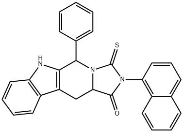 2-(1-naphthyl)-5-phenyl-3-thioxo-2,3,5,6,11,11a-hexahydro-1H-imidazo[5',1':6,1]pyrido[3,4-b]indol-1-one Struktur