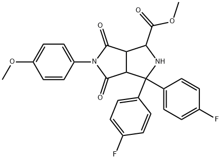 methyl 3,3-bis(4-fluorophenyl)-5-(4-methoxyphenyl)-4,6-dioxooctahydropyrrolo[3,4-c]pyrrole-1-carboxylate Struktur