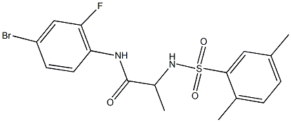 N-(4-bromo-2-fluorophenyl)-2-{[(2,5-dimethylphenyl)sulfonyl]amino}propanamide Struktur