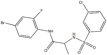 N-(4-bromo-2-fluorophenyl)-2-{[(3-chlorophenyl)sulfonyl]amino}propanamide Struktur