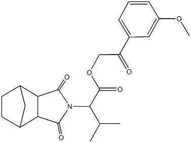 2-(3-methoxyphenyl)-2-oxoethyl 2-(3,5-dioxo-4-azatricyclo[5.2.1.0~2,6~]dec-4-yl)-3-methylbutanoate Struktur