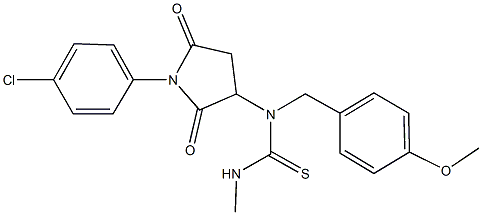 N-[1-(4-chlorophenyl)-2,5-dioxo-3-pyrrolidinyl]-N-(4-methoxybenzyl)-N'-methylthiourea Struktur