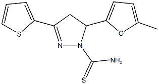 5-(5-methyl-2-furyl)-3-(2-thienyl)-4,5-dihydro-1H-pyrazole-1-carbothioamide Struktur