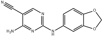 4-amino-2-(1,3-benzodioxol-5-ylamino)-5-pyrimidinecarbonitrile Struktur