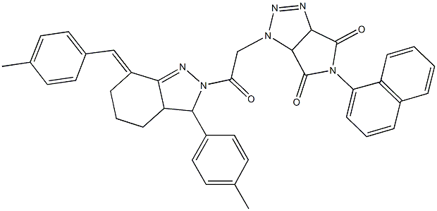 1-{2-[7-(4-methylbenzylidene)-3-(4-methylphenyl)-3,3a,4,5,6,7-hexahydro-2H-indazol-2-yl]-2-oxoethyl}-5-(1-naphthyl)-3a,6a-dihydropyrrolo[3,4-d][1,2,3]triazole-4,6(1H,5H)-dione Struktur