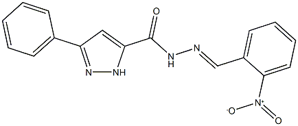 N'-{2-nitrobenzylidene}-3-phenyl-1H-pyrazole-5-carbohydrazide Struktur