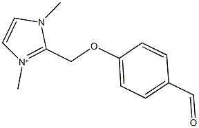 2-[(4-formylphenoxy)methyl]-1,3-dimethyl-1H-imidazol-3-ium Struktur