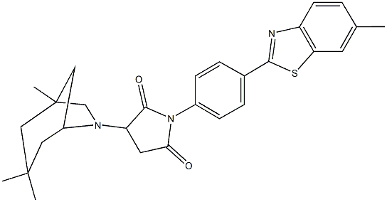 1-[4-(6-methyl-1,3-benzothiazol-2-yl)phenyl]-3-(1,3,3-trimethyl-6-azabicyclo[3.2.1]oct-6-yl)-2,5-pyrrolidinedione Struktur