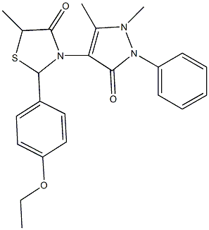 3-(1,5-dimethyl-3-oxo-2-phenyl-2,3-dihydro-1H-pyrazol-4-yl)-2-(4-ethoxyphenyl)-5-methyl-1,3-thiazolidin-4-one Struktur