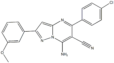 7-amino-5-(4-chlorophenyl)-2-(3-methoxyphenyl)pyrazolo[1,5-a]pyrimidine-6-carbonitrile Struktur