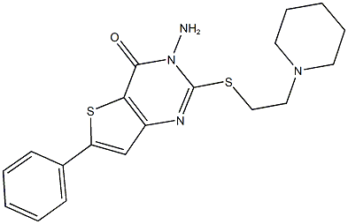 3-amino-6-phenyl-2-{[2-(1-piperidinyl)ethyl]sulfanyl}thieno[3,2-d]pyrimidin-4(3H)-one Struktur