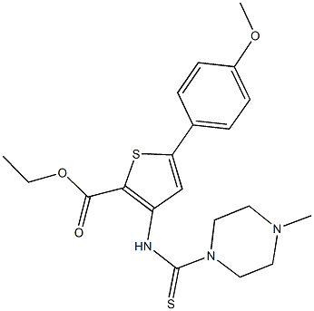 ethyl 5-(4-methoxyphenyl)-3-{[(4-methyl-1-piperazinyl)carbothioyl]amino}-2-thiophenecarboxylate Struktur