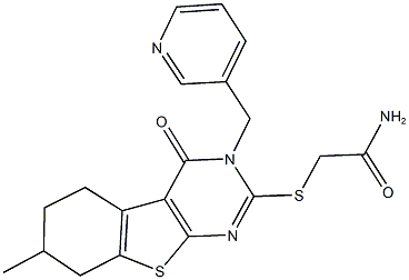 2-{[7-methyl-4-oxo-3-(3-pyridinylmethyl)-3,4,5,6,7,8-hexahydro[1]benzothieno[2,3-d]pyrimidin-2-yl]sulfanyl}acetamide Struktur