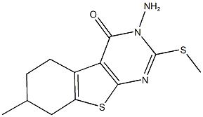 3-amino-7-methyl-2-(methylsulfanyl)-5,6,7,8-tetrahydro[1]benzothieno[2,3-d]pyrimidin-4(3H)-one Struktur