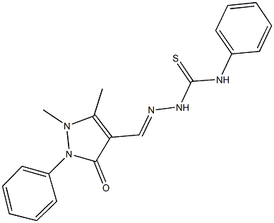 1,5-dimethyl-3-oxo-2-phenyl-2,3-dihydro-1H-pyrazole-4-carbaldehyde N-phenylthiosemicarbazone Struktur