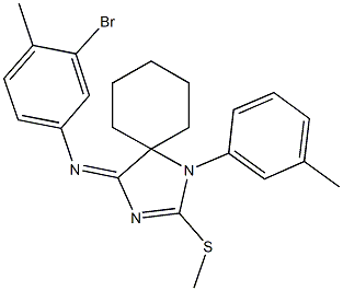 N-(3-bromo-4-methylphenyl)-N-[1-(3-methylphenyl)-2-(methylsulfanyl)-1,3-diazaspiro[4.5]dec-2-en-4-ylidene]amine Struktur