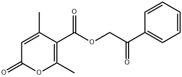 2-oxo-2-phenylethyl 4,6-dimethyl-2-oxo-2H-pyran-5-carboxylate Struktur