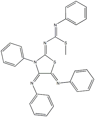 methylN'-phenyl-N-[3-phenyl-4,5-bis(phenylimino)-1,3-thiazolidin-2-ylidene]imidothiocarbamate Struktur