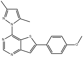 4-[4-(3,5-dimethyl-1H-pyrazol-1-yl)thieno[3,2-d]pyrimidin-6-yl]phenyl methyl ether Struktur